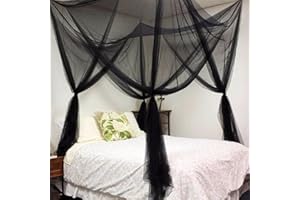 Moustiquaire pour baldaquin de lit, 8 rideaux d'angle, baldaquin de lit, ensemble de moustiquaires élégantes, crochet de bâto