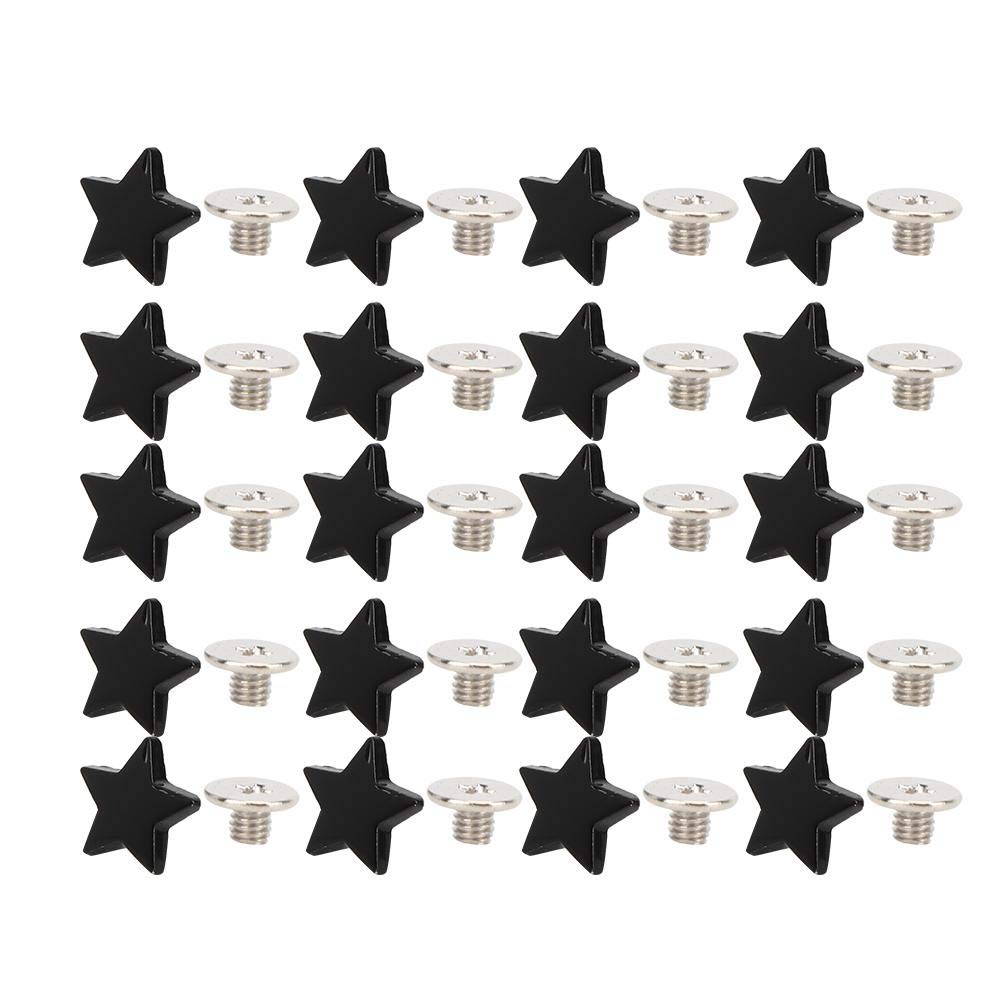 20Pcs Alloy Star Shape Rivet Stud Buttons for DIY Apparel and Footwear Decoration Accessories with Screws Included, Flat Black Color