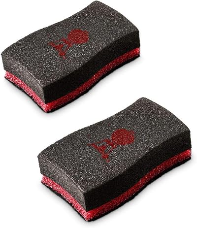 Weber Cleaning Sponge 2 Piece Set Dual Sided Grill Scrubber Black