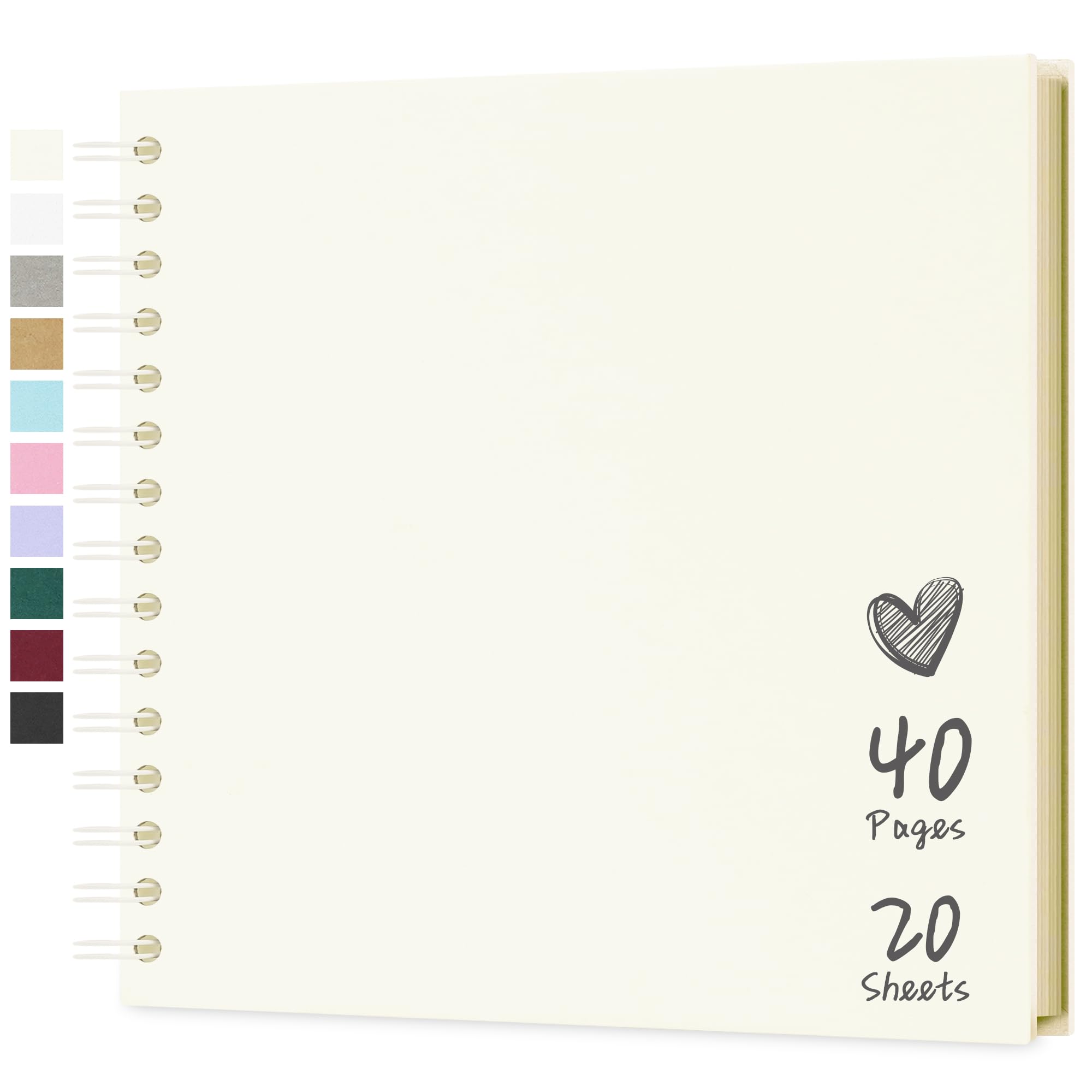 Hiwhy Scrapbook 8x8 Inch DIY Scrapbook Album Hardcover Kraft Paper Scrap Book Photo Albums 20 Sheets Memory Book for Family Wedding, Cream