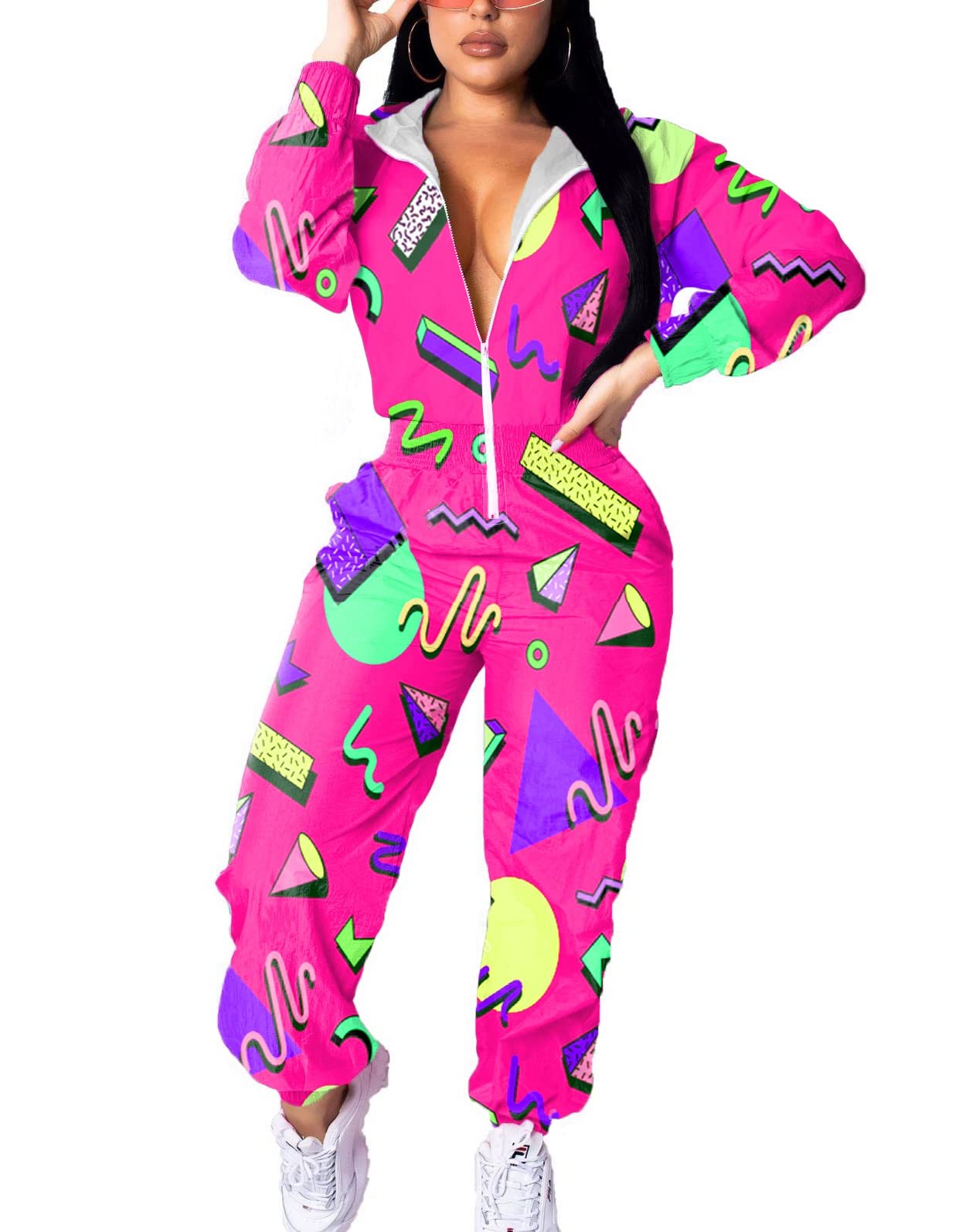 Photo 1 of *size small* EOSIEDUR Women's One Piece Tracksuit Outfits Windbreaker Jacket Camouflage Crop Top Pants Jumpsuit Set Printing S