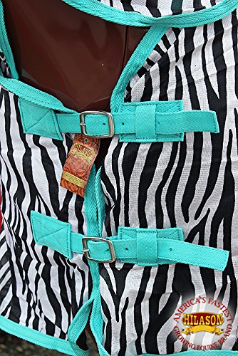 81' HILASON UV PROTECT MESH HORSE FLY SHEET W/ NECK COVER & BELLY WRAP ZEBRA - Thumbnail 5