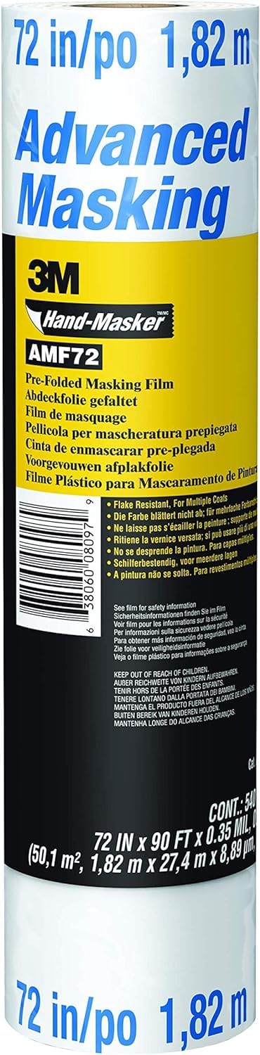 3M Hand-Masker Advanced Masking Film - 1 Roll 1,82 m x 27,4 m - Protects Surfaces from Paint Splatters