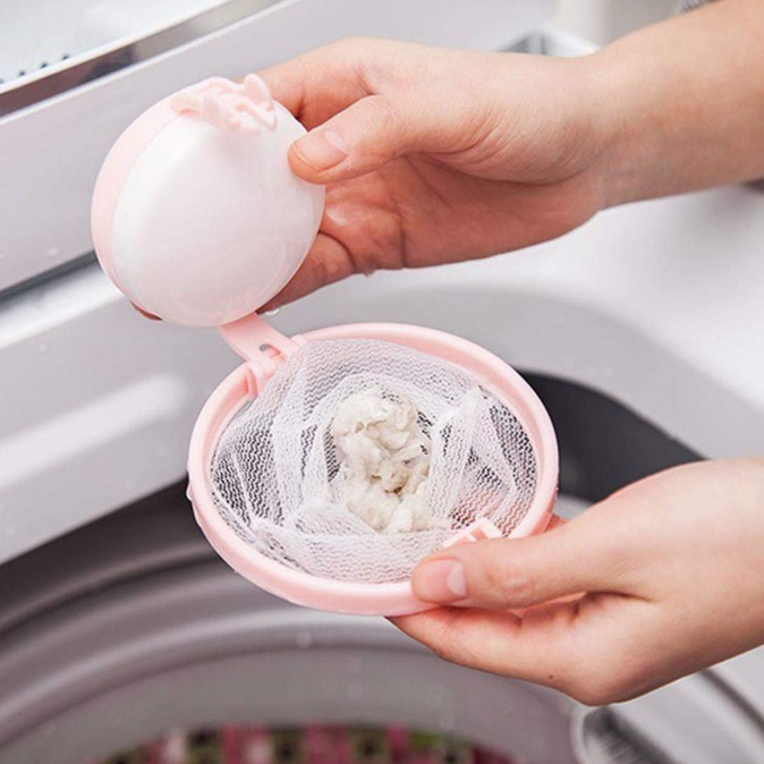 Jaminy Home Floating Lint Hair Catcher Mesh Pouch Washing Machine Laundry Filter Bag (Pink)