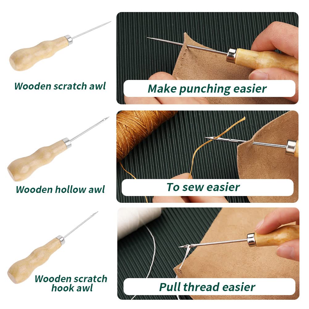 WONVOC Book Binding Kit, Book Making Kit, Bone Folder Tool for Paper Crafting, Awl Tool Bookbinding,Waxed Thread, Bookbinding Needles for DIY Bookbinding Crafts