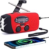 TFTDOUP FM/AM/NOAA Weather Radio Hand Crank Self Powered Solar Portable Mini Emergency Survival Radios with 3 LED Super Brigh