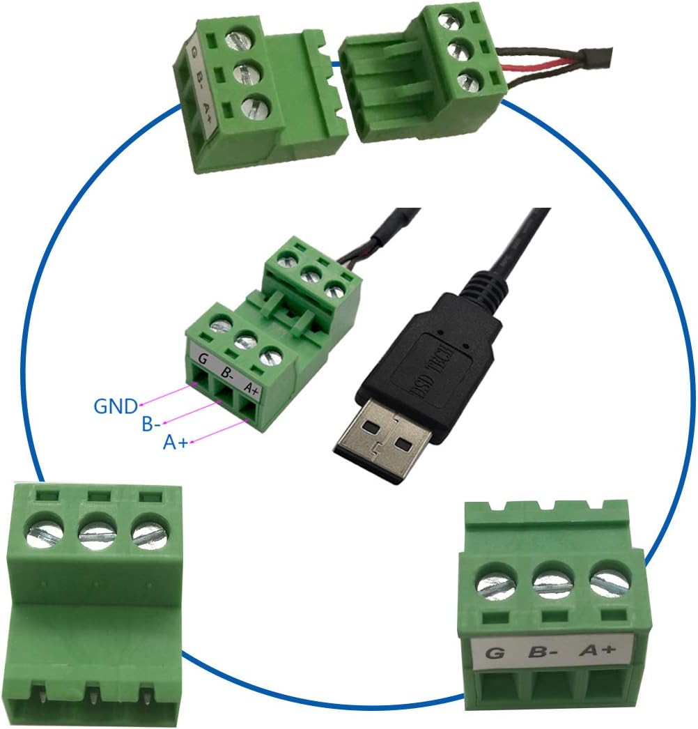 DSD TECH SH-U14 USB to RS485 Cable Built-in FTDI chip with Terminal Board 1.8M/5.9FT, Black, 1.8 meters (5.9 feet) - Image 3
