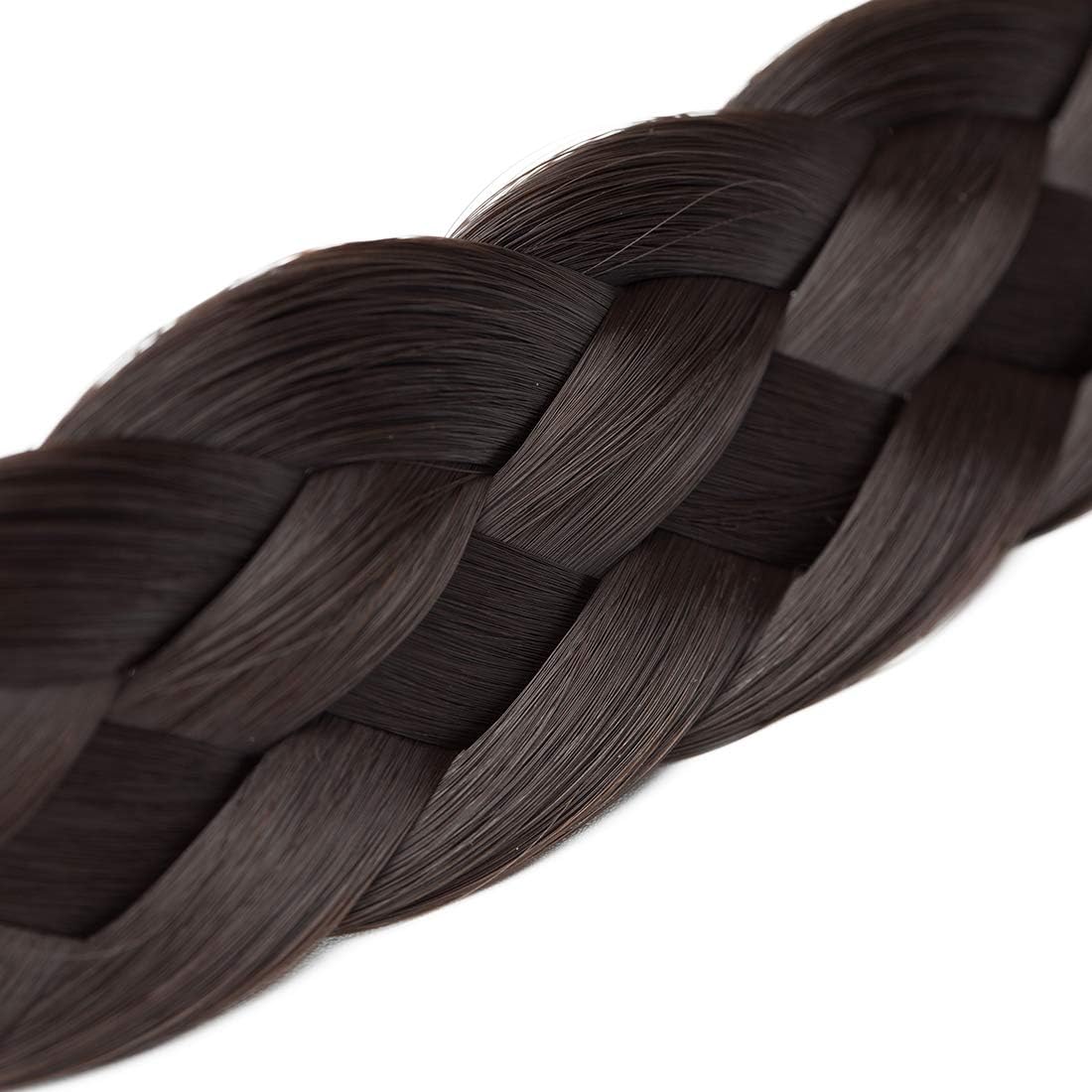 Hair Extension Braided Headband Thick Chunky Braided Headband Accessory Costume Hairpiece for Women Girls Medium-1 Inch - Dark Brown - Image 5