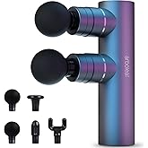 arboleaf Massage Gun Deep Tissue with Double Heads, Full-Metal Electric Portable Handheld Massager for Back, Shoulder, Sore Muscles, Pain Relief, 5 Modes, Seamless Speed Control