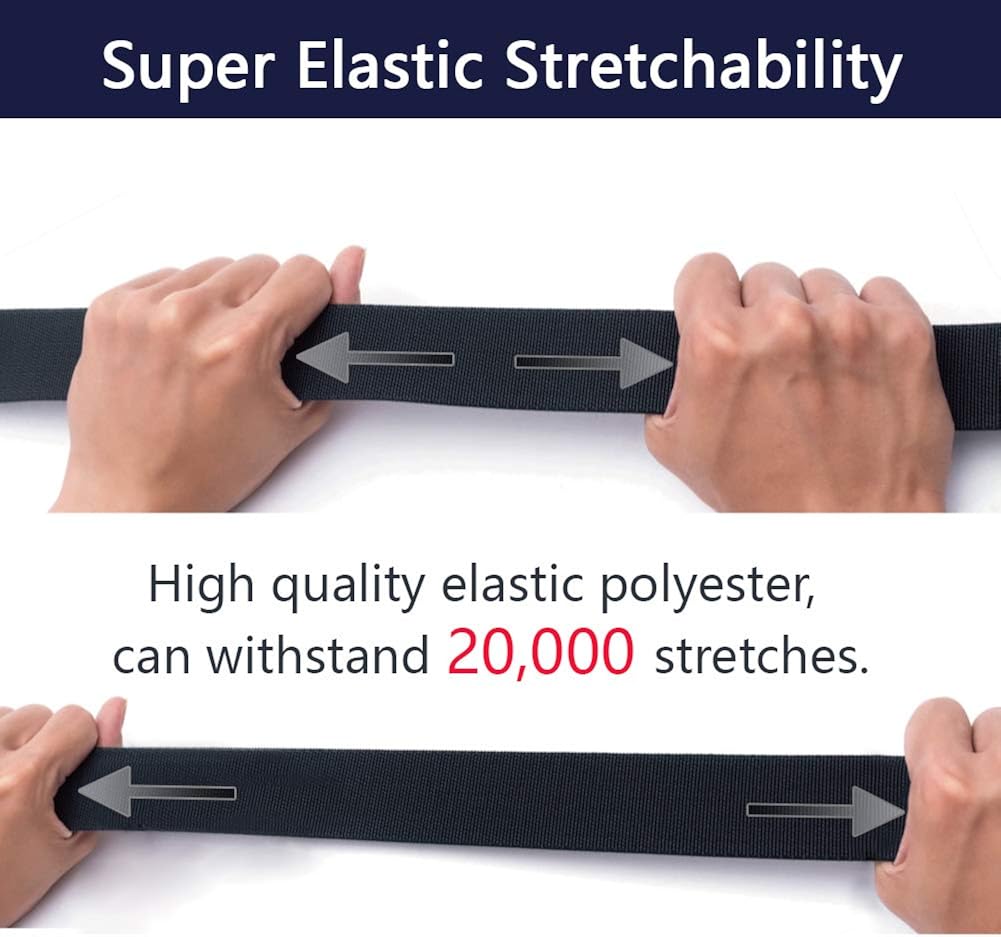 LionVII Men Elastic Stretch Canvas Belt with Plastic Buckle - Image 3