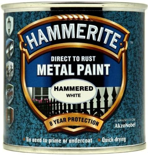 Hammerite 5084836 Direct to Rust Metal Paint - Hammered White Finish 250ML, 250 ml (Pack of 1)