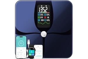 Lepulse Smart Weight Scale With BMI Body Fat Muscle Mass, 4.68" Large Display With Trend, High Accurate 22 Composition Scale With Heart Rate, Bathroom Scale With App, Black