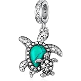 qielizhu Turtle Charms for Bracelets 925 Sterling Silver Turquoise Turtle Jewelry Sea Turtle Gifts for Women Ocean Beach Holiday Charm