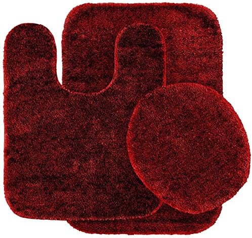 3PC BATHROOM SET BATH MAT COUNTOUR RUG LID COVER PLAIN