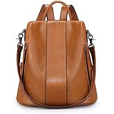 S-ZONE Leather Backpack Purses for Women Antitheft Rucksack Shoulder Bag Medium