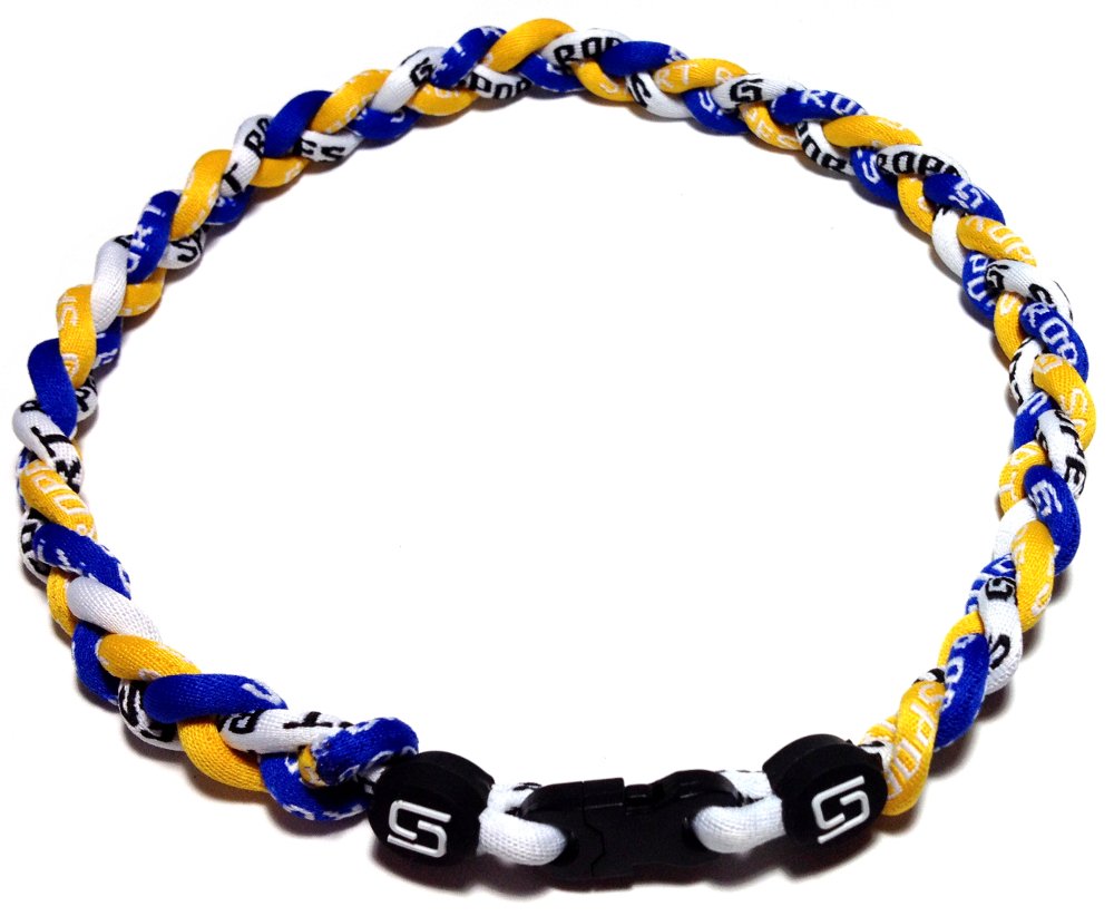 Collar triple de titanio Sport Ropes (azul/amarillo/blanco, 22 pulgadas)