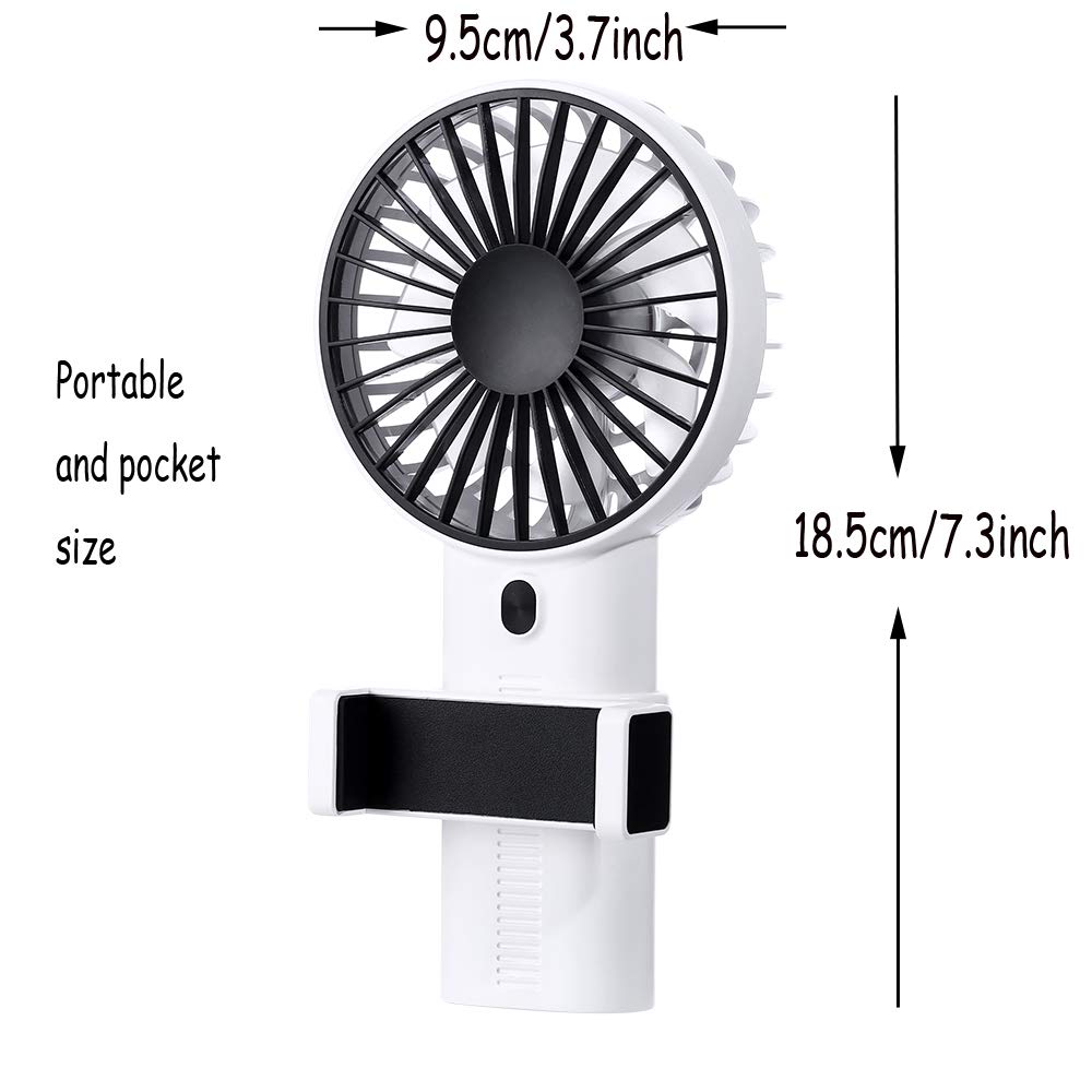 Mini Ventilador de Mano Recargable Portátil Fan Exterior de 3 Velocidades con Base Soporte de Móvil Diseño de Aromaterapia para Cochecito de bebé, Coche, Caminadora, Oficina, Hogar, Viajes, Camping