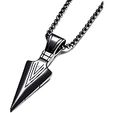 MOO&LEE Mens Stainless Steel Spear Point Arrowhead Pendant Necklace with 24 Inches Chain
