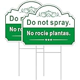 Do Not Spray Sign, Bilingual English and Spanish Plant Sign, 2-Pack 12 x 9" Double Sided Yard Signs with Metal Stakes, UV Protected, Waterproof, Non-Fading for Lawn & Garden Protection (Green)