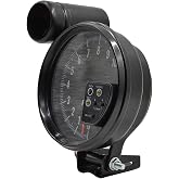 KKnoon 5 Inch Tachometer Gauge Carbon Fiber 7 Colors Backlight with Shift Light Peak Sound LED Flash When RPM Warning