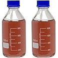 1000ml Glass Round Media Storage Bottles with GL45 Screw Cap, Borosilicate Glass, Heavy Duty, Karter Scirentific (Pack of 2)