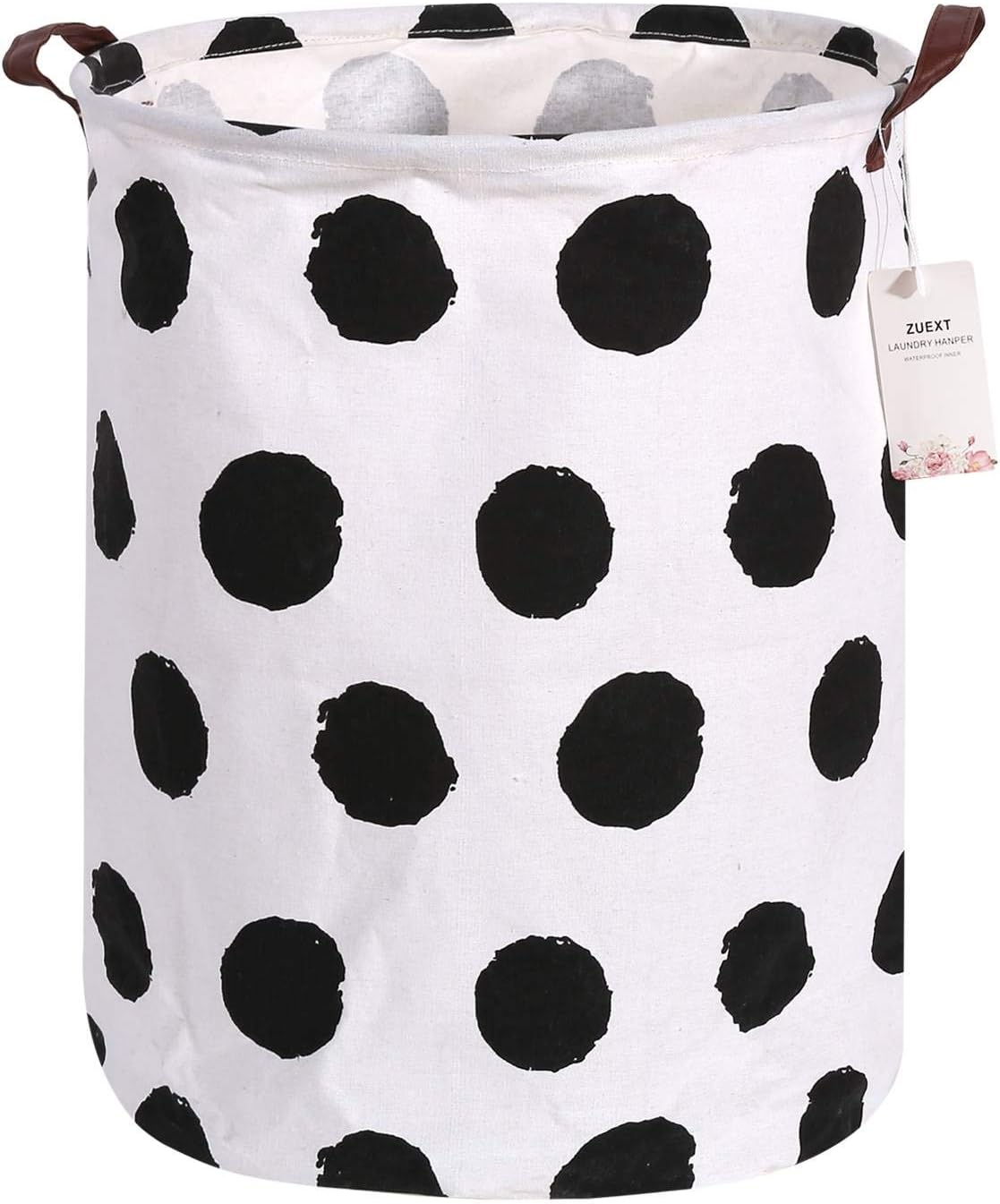 amazon storage baskets on Amazon Com Extra Large Canvas Laundry Hamper Collapsible Storage Bin 19 7x15 7 Inch Zuext Waterproof Cotton Linen Fabric Foldable Organizer Clothes Laundry Baskets For Kids Nursery Bedroom Black Circle Home Kitchen