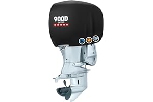 Mionovity Outboard Motor Cover, Boat Motor Cover, Waterproof 900D Heavy Duty Oxford Fabric Outboard Engine Cover, Fits for 115-225HP Boat Engine Black