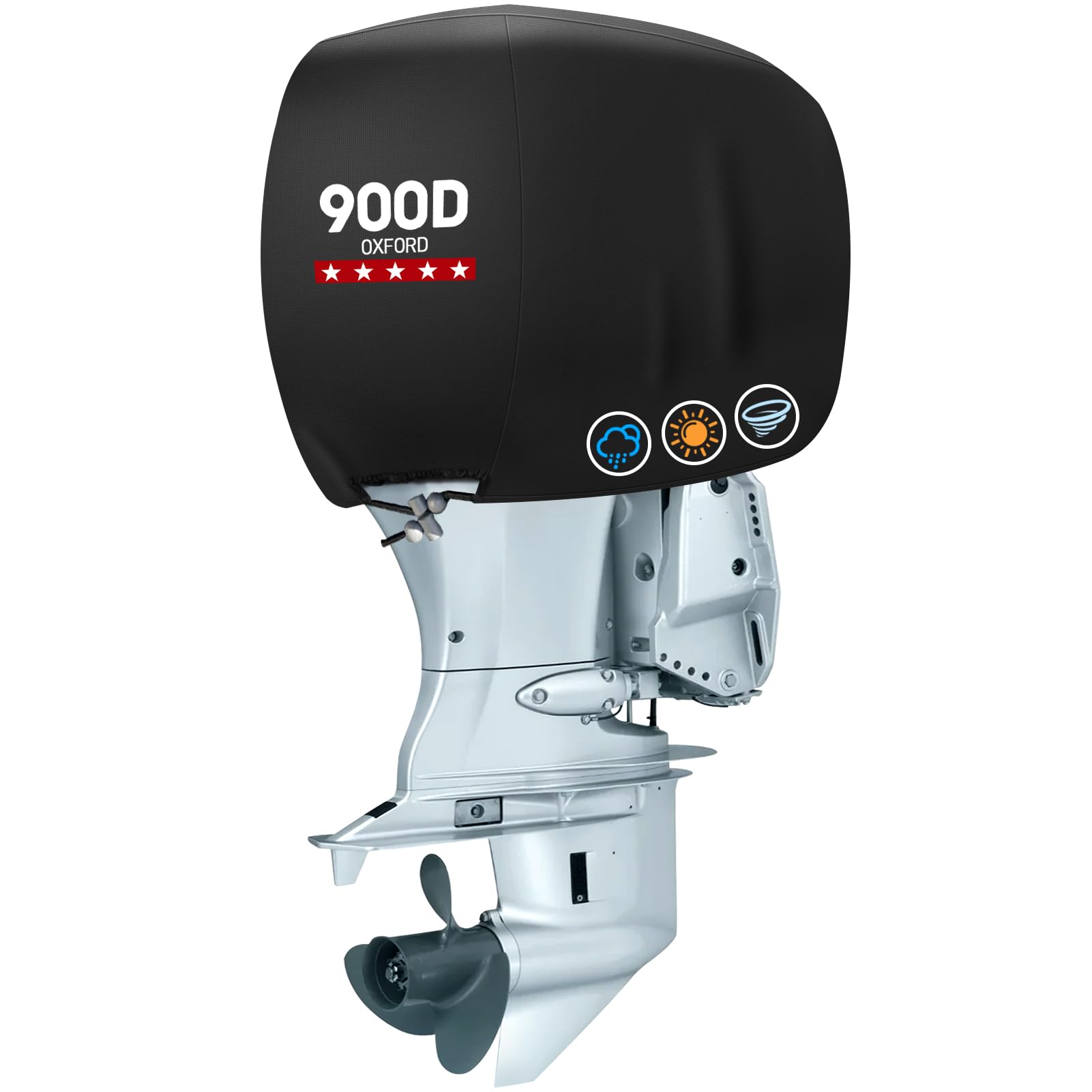 Photo 1 of Mionovity Outboard Motor Cover, Boat Motor Cover, Waterproof 900D Heavy Duty Oxford Fabric Outboard Engine Cover, Fits for 50-115HP Boat Engine Black