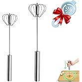Semi-automatic Whisk, Stainless Steel Egg Beater, Hand Push Rotary Whisks Mixer Stirrer for Making Cream, Whisking, Beating and Stirring (10+12Inch)