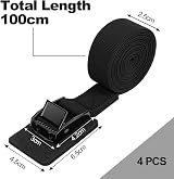 URAQT Adjustable Tie Down Straps 4 Pack 1m x 25mm Heavy Duty Black view 2