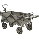 Mac Sports Collapsible Outdoor Utility Wagon with Folding Table and Drink Holders, Gray