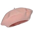 Plain Beret Hat 100% Wool French Beret Winter Autumn Women | Girls Fashion Hats (Baby Pink)