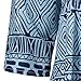 Destinas Women's 3/4 Sleeve Geometric Floral Print Tunic Blouse Tops Shirts (2XL, Blue)