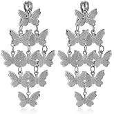 Aloha Earrings Non Pierced Clip On Layered Butterfly Dangling Earrings