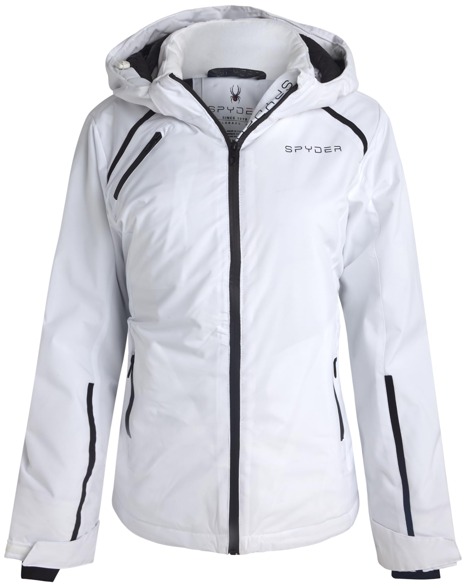Photo 1 of Spyder Womens Quilted Jacket - Wind Water Resistant Insulated Winter Coats Quilted Ski Jacket with Hood and Zippered Pockets, Size Large, White