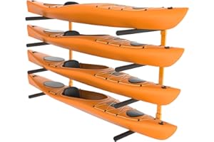 VEVOR Wall Kayak Storage Rack, 4-Capacity Wall Mounted Kayak Holders for Kayak Canoe Paddle Board, Kayak Storage Hooks with A