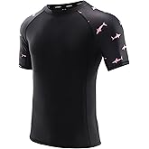 USKOY Men's Rash Guard T-Shirts UPF 50+ Baselayer Short Sleeve Skins Compression Performance Fit Tee