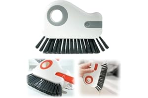HYTIHTU 2 in 1 Groove Cleaning Brush Window Track Cleaning Tools, Multifunction Hard Bristle Door Window Groove Cleaning Brush with Hidden Scraper, Bathroom Gap Cleaner Tools for Household Use (Gray, 1pcs)