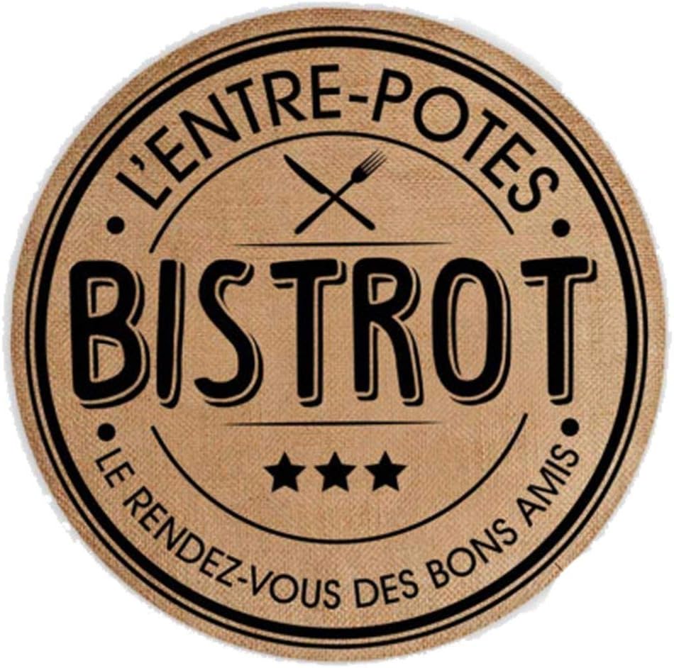 Set De Table Rond En Toile De Jute L Entre Potes Amazon Fr Cuisine Maison