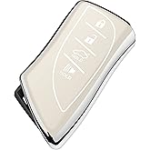 Tukellen for Lexus Key Fob Cover, Premium Soft TPU Full Protection Key Fob Case for Lexus ES350 ES300h UX200 LS500 LS500H LC500 LC500h Smart Remote Key (White)