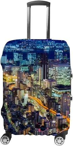 Amazon スーツケースカバー トラベルケース 荷物カバー 弾性素材 傷を防ぐ ほこりや汚れを防ぐ 個性 出張 男性と女性 背景に東京高速道路 Zhongji スーツケースカバー