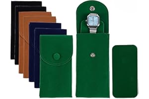 GeryVtee 8 Pcs Velvet Watch Pouch Portable Watch Pouch Single Watch Travel Case Watch Storage Bag Luxury Gift Bag with Snap Button for Jewelry Watch Organizer(mix color)