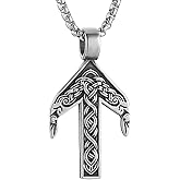 HZMAN Nordic Viking Rune Tiwaz Character Necklace for Men Stainless Steel Retro Odin's Raven Celtic Knot Amulet Pendant Jewelry Gift