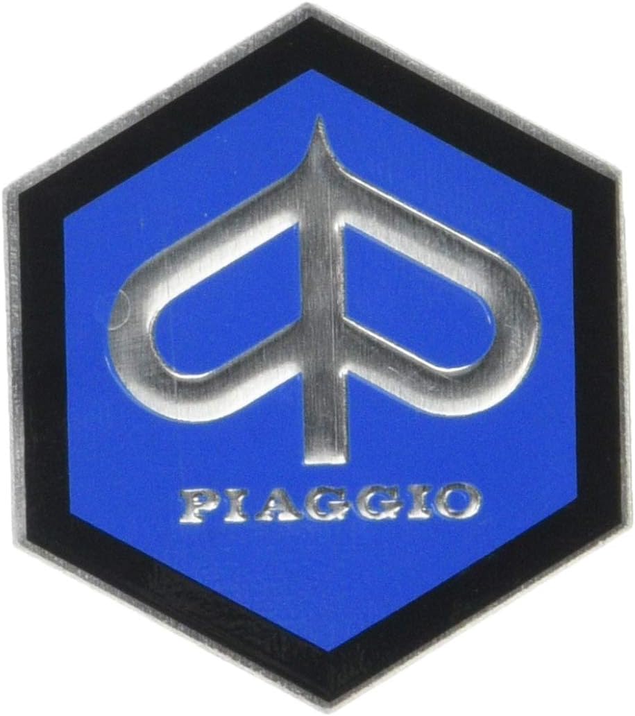 RMS Emblem “Piaggio” hexagonal cascade aluminium, self-adhesive 49x43 mm for Vespa sprint/rally etc, Black