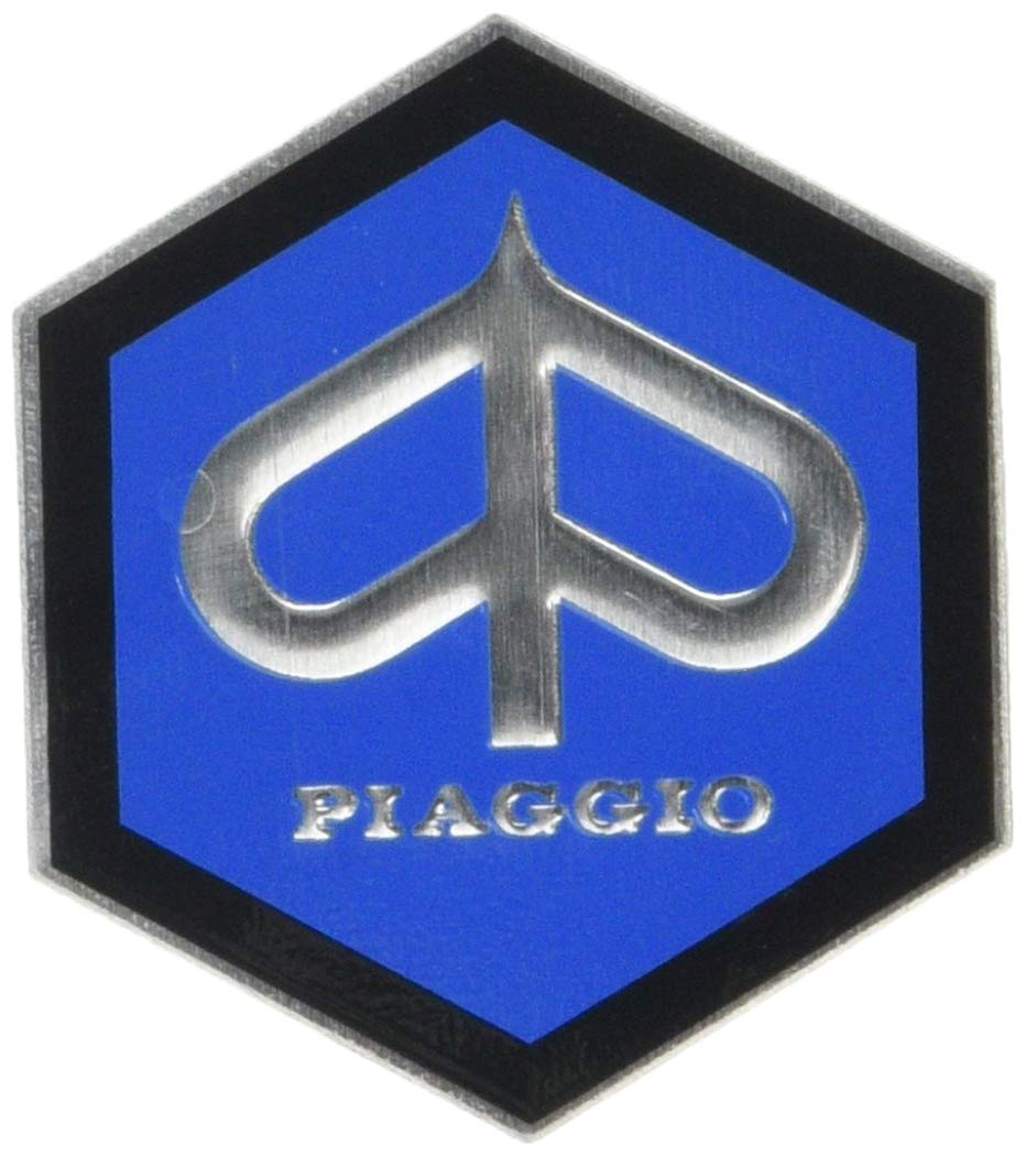 RMS Emblem “Piaggio” hexagonal cascade aluminium, self-adhesive 49x43 mm for Vespa sprint/rally etc.