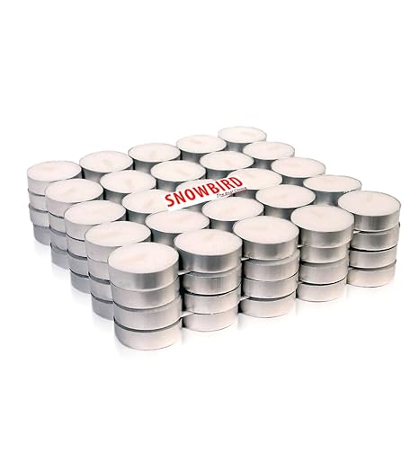 SNOWBIRD CELEBRATION TEALIGHT CANDLE SET-100PCS , WHITE