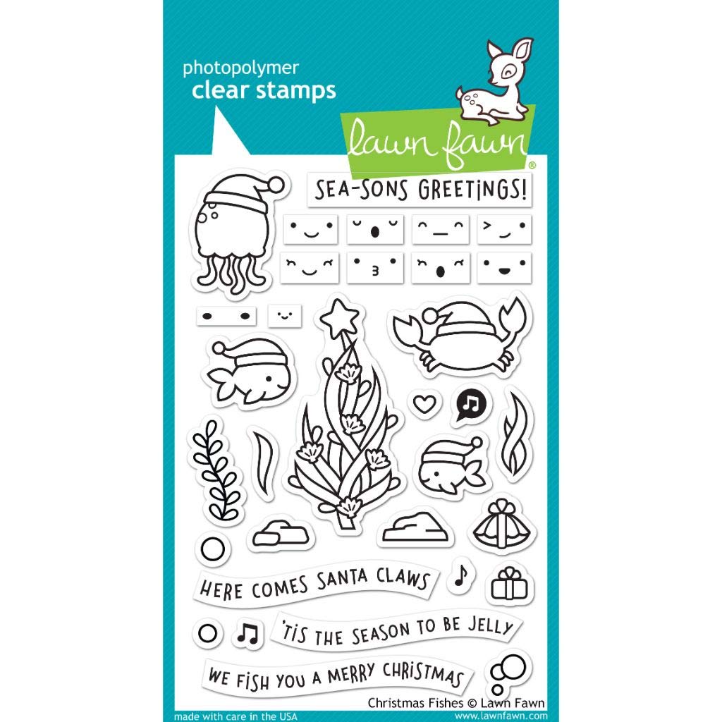 Lawn Fawn Clear Stamps 4'X6'-Christmas Fishes