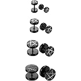 OIDEA 4-10 Pairs Multi-size Stainless Steel Piercing Fake Gauges Earring Studs, White/Black