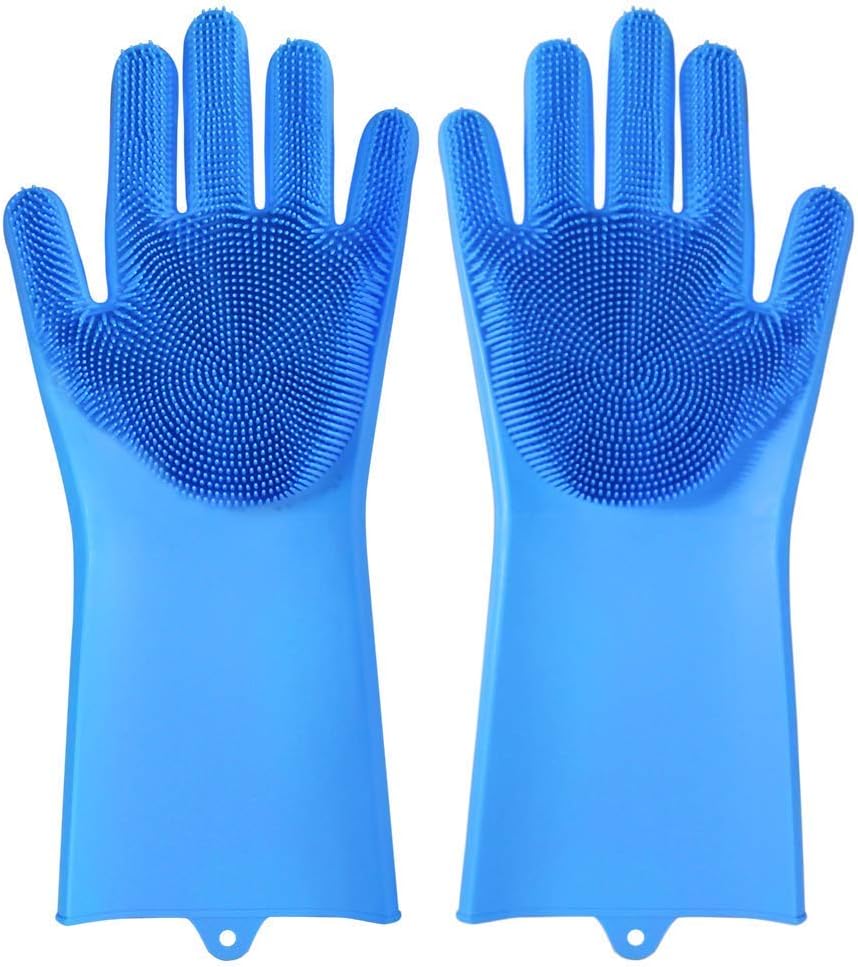 Livinggenie 13 Magic SakSak Silicone Brush Scrubber Gloves Heat Resistant, for Dish wash, Cleaning, Pet Hair Care