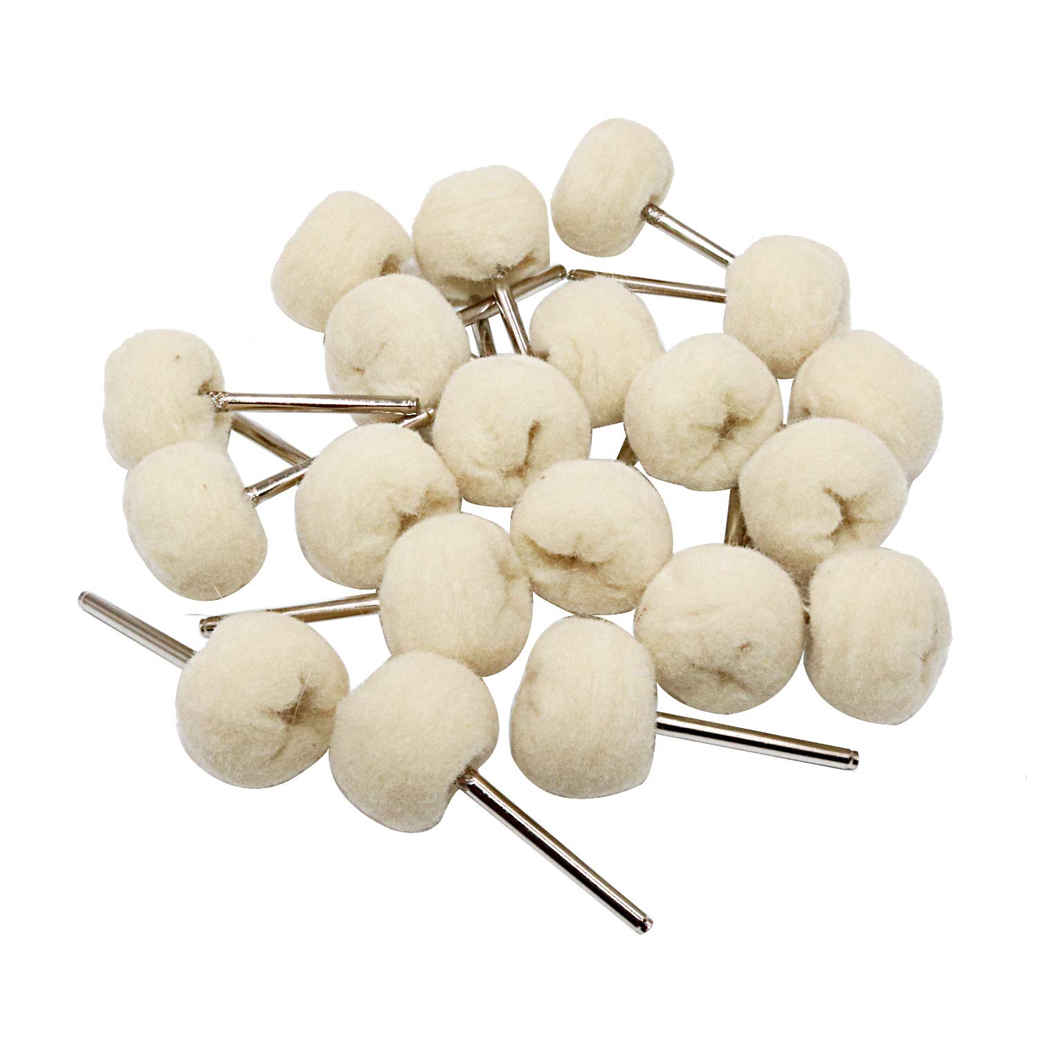 NIUPIKA Cotton Polishing Wheel Buff Buffing Wheels Rotary Tool Accessories 3mm Mandrel 20 Pieces